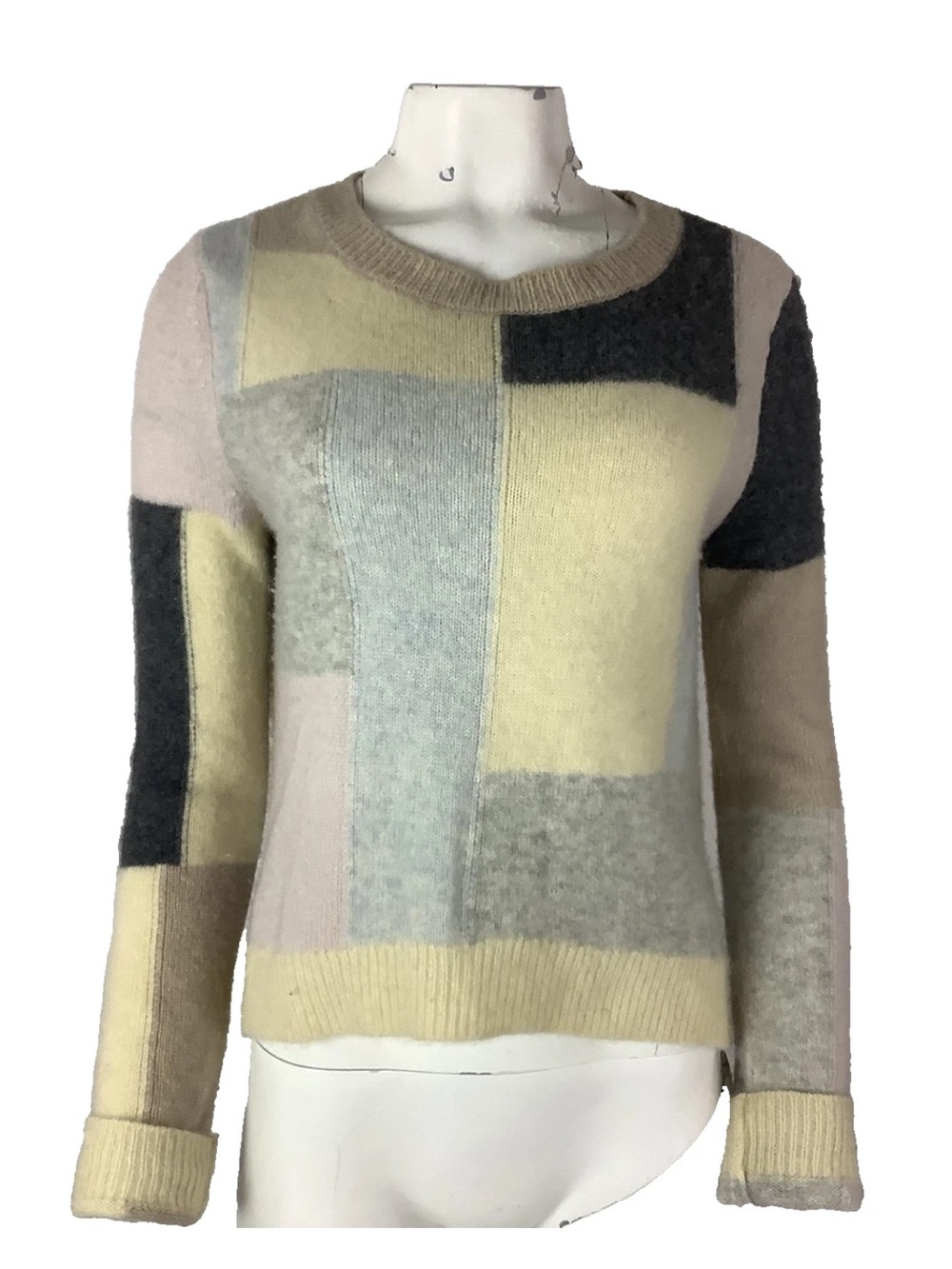 Adam Lippes Sz M Cashmere Silk Lightweight Color Block Crewneck Sweater